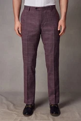 Next Anzughose Karierter Anzug Slim-Fit Lila/Rosa/Bordeaux/Dunkelrot