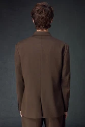 Next Zweireihiger Sakko im Relaxed Fit Braun/Dunkelbraun/Khaki