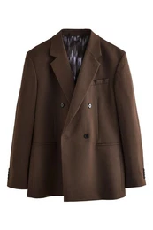 Baukastensakko Zweireihiger Sakko aus Twill im Relaxed Fit (1-tlg)