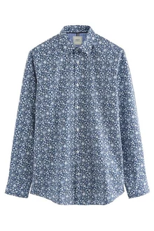 Next Langarmhemd Regular Fit Blau/Grau/Hellblau/Dunkelblau