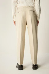 Next Anzughose Flanellanzug Slim-Fit (1) Khaki/Beige