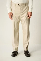 Next Anzughose Flanellanzug Slim-Fit (1) Khaki/Beige