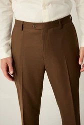 Next Anzughose Flanellanzug Slim-Fit (1) Braun/Khaki/Beige