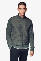 Next Steppjacke Hybrid-Jacke mit Stehkragen Dunkelgrün/Hellblau/Hellgrün/Grau