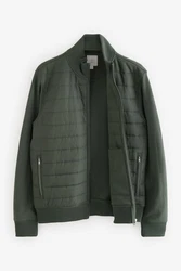 Next Steppjacke Hybrid-Jacke mit Stehkragen Dunkelgrün/Hellblau/Hellgrün/Grau