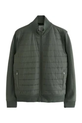Next Steppjacke Hybrid-Jacke mit Stehkragen Dunkelgrün/Hellblau/Hellgrün/Grau