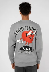 SUBLEVEL Sweatshirt Sweater mit Backprint Grau/Hellgrau