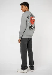 SUBLEVEL Sweatshirt Sweater mit Backprint Grau/Hellgrau