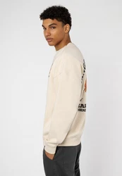 SUBLEVEL Sweatshirt Sweater mit Backprint Beige/Khaki/Creme/Orange