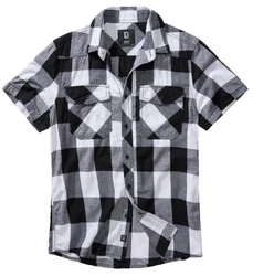 Brandit Outdoorhemd Checkshirt Halfsleeve Schwarz/Dunkelgrau/Grau