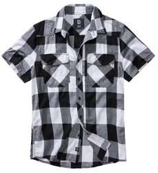 Brandit Outdoorhemd Checkshirt Halfsleeve Schwarz/Dunkelgrau/Grau