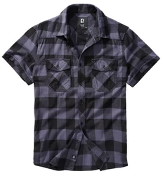 Brandit Outdoorhemd Checkshirt Halfsleeve Schwarz/Dunkelgrau/Grau/Blau
