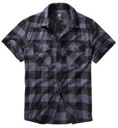 Brandit Outdoorhemd Checkshirt Halfsleeve Schwarz/Dunkelgrau/Grau/Blau
