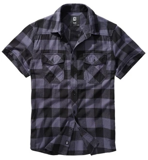 Brandit Outdoorhemd Checkshirt Halfsleeve Schwarz/Dunkelgrau/Grau/Blau
