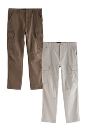 Cargohose Straight Fit Stretch-Cargohose, 2er-Pack (2-tlg)