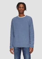 QS Rundhalspullover Casual Grau/Blau/Hellblau/Dunkelblau