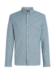 Tommy Jeans Hemd TJM Slim Stretch Oxford Shirt mit Flaglabel auf der Brust Hellblau/Blau/Grau