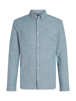 Tommy Jeans Hemd TJM Slim Stretch Oxford Shirt mit Flaglabel auf der Brust