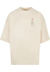 Merchcode T-Shirt K Heart Huge Tee Beige/Khaki/Rot/Weiß