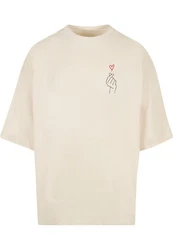 Merchcode T-Shirt K Heart Huge Tee Beige/Khaki/Rot/Weiß