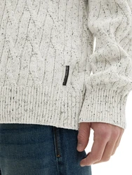 TOM TAILOR Denim Rundhalspullover Weiß/Creme/Grau