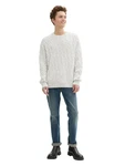 TOM TAILOR Denim Rundhalspullover Weiß/Creme/Grau