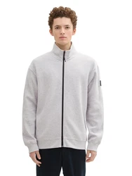 TOM TAILOR Denim Sweatjacke Hellgrau/Grau/Weiß
