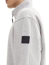 TOM TAILOR Denim Sweatjacke Hellgrau/Grau/Weiß