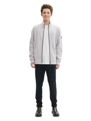 TOM TAILOR Denim Sweatjacke Hellgrau/Grau/Weiß