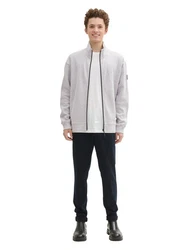TOM TAILOR Denim Sweatjacke Hellgrau/Grau/Weiß