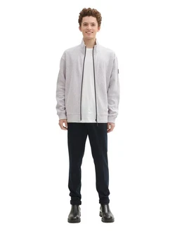 TOM TAILOR Denim Sweatjacke Hellgrau/Grau/Weiß