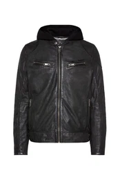 Lederjacke mit Metallschliee seitlich am Saum