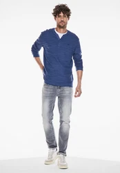 STREET ONE MEN Langarmshirt Blau/Dunkelblau/Lila