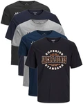 Jack & Jones Print-Shirt (5er-Pack) T-Shirts mit Aufdruck Blau/Grau/Dunkelblau Jack & Jones Print-Shirt (5er-Pack) T-Shirts mit Aufdruck Blau/Grau/Dunkelblau