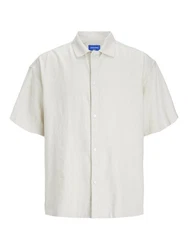 Jack & Jones Businesshemd JORFARO LINEN OVERSIZED SHIRT Weiß
