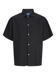 Jack & Jones Businesshemd JORFARO LINEN OVERSIZED SHIRT Schwarz/Dunkelblau