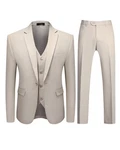 Allthemen Anzug 3-tlg klassischer Businessanzug Khaki/Beige/Braun/Grau