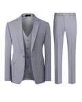 Allthemen Anzug 3-tlg klassischer Businessanzug Grau/Blau