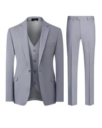 Allthemen Anzug 3-tlg klassischer Businessanzug Grau/Blau