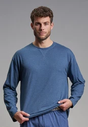 TOM TAILOR Schlafshirt Langarmshirt Blau/Dunkelblau/Hellblau