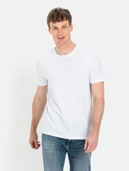 camel active T-Shirt Basic Regular Fit Weiß/Creme/Grau