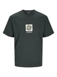 Jack & Jones Kurzarmshirt JORPORTLAND BOX TEE SS CREW NECK Dunkelgrün/Dunkelgrau/Grün