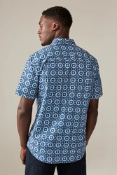 Next Kurzarmhemd Regular Fit mit Print Blau/Dunkelblau