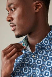 Next Kurzarmhemd Regular Fit mit Print Blau/Dunkelblau