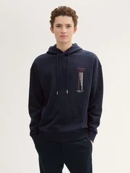 TOM TAILOR Denim Sweatshirt Hoodie mit Print Dunkelblau/Lila