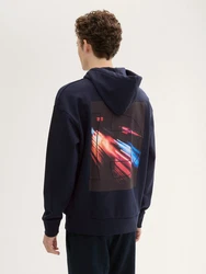 TOM TAILOR Denim Sweatshirt Hoodie mit Print Dunkelblau/Lila