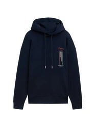 TOM TAILOR Denim Sweatshirt Hoodie mit Print Dunkelblau/Lila