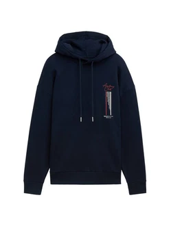 TOM TAILOR Denim Sweatshirt Hoodie mit Print Dunkelblau/Lila TOM TAILOR Denim Sweatshirt Hoodie mit Print Dunkelblau/Lila