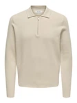 Only & Sons Langarm-Poloshirt ONSCooper Khaki/Beige/Weiß