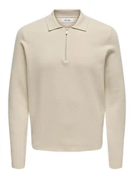 Only & Sons Langarm-Poloshirt ONSCooper Khaki/Beige/Weiß